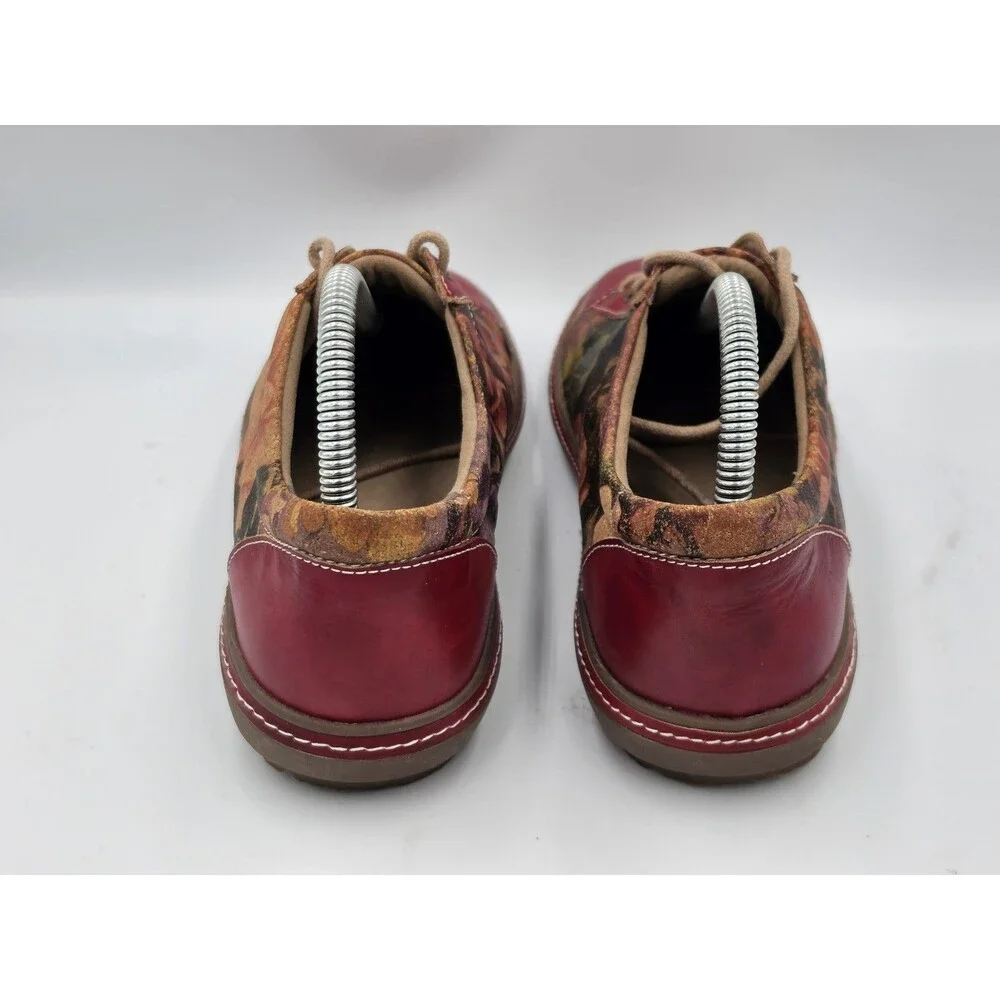 L'Artiste by Spring Step Bibbie Shoes Rose Red Floral Leather Size EU 40 9 9.5